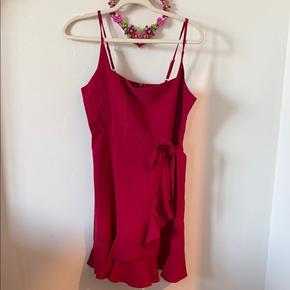 Red Ruffle Wrap Cami Dress